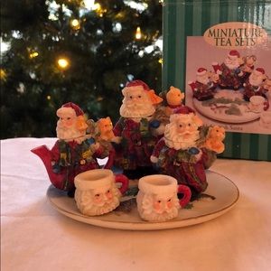 Vintage Miniature Tea Set Scottish Santa 1995
